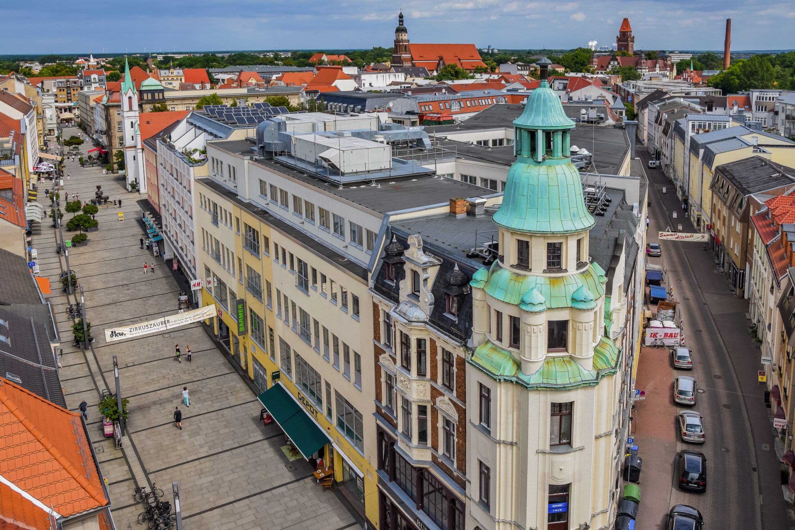 CottbusAerial view with the green roof.